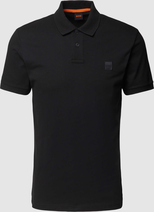 Czarna koszulka polo Hugo Boss z bawełny z krótkim rękawem