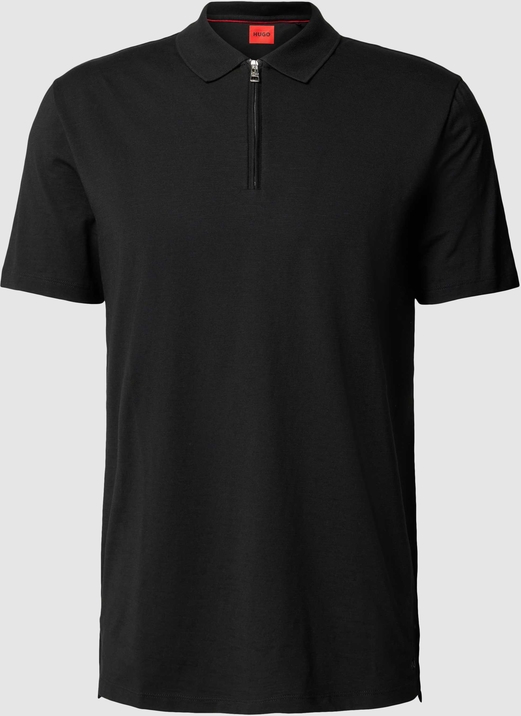 Czarna koszulka polo Hugo Boss z krótkim rękawem z bawełny w stylu casual