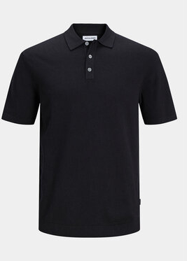 Czarna koszulka polo Jack & Jones w stylu casual z krótkim rękawem