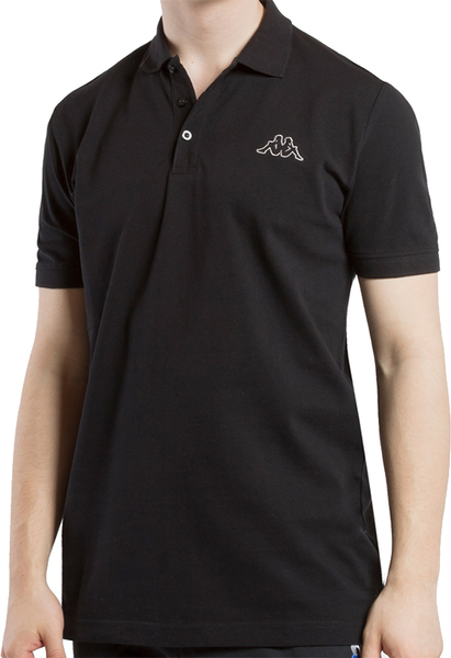 Czarna koszulka polo Kappa z krótkim rękawem z bawełny