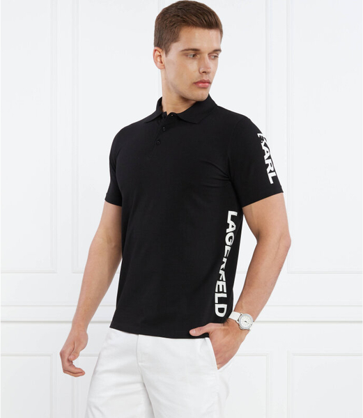Czarna koszulka polo Karl Lagerfeld z krótkim rękawem w młodzieżowym stylu