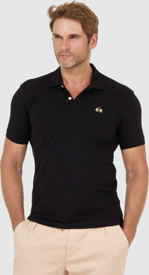 Czarna koszulka polo La Martina z krótkim rękawem w stylu casual