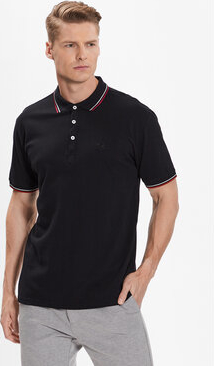 Czarna koszulka polo MODIVO w stylu casual z krótkim rękawem