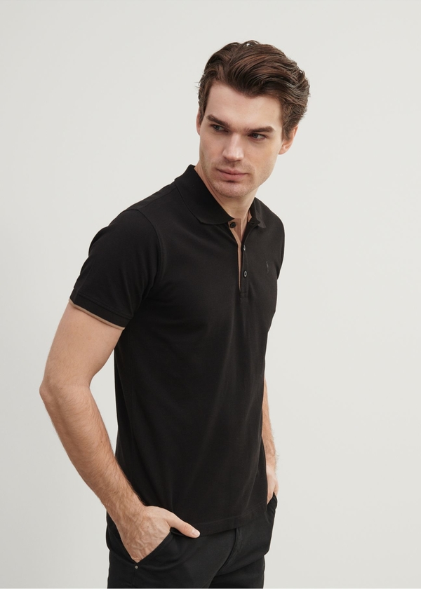Czarna koszulka polo Ochnik z krótkim rękawem