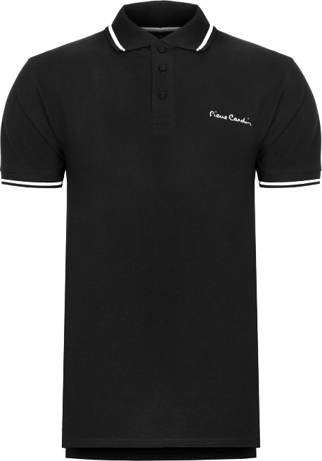 Czarna koszulka polo Pierre Cardin w stylu casual z krótkim rękawem