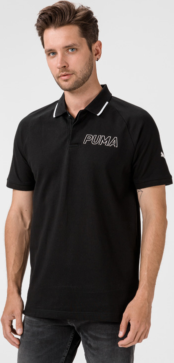 Czarna koszulka polo Puma z krótkim rękawem w sportowym stylu