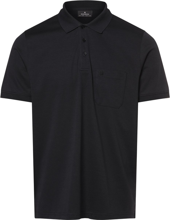 Czarna koszulka polo Ragman z krótkim rękawem