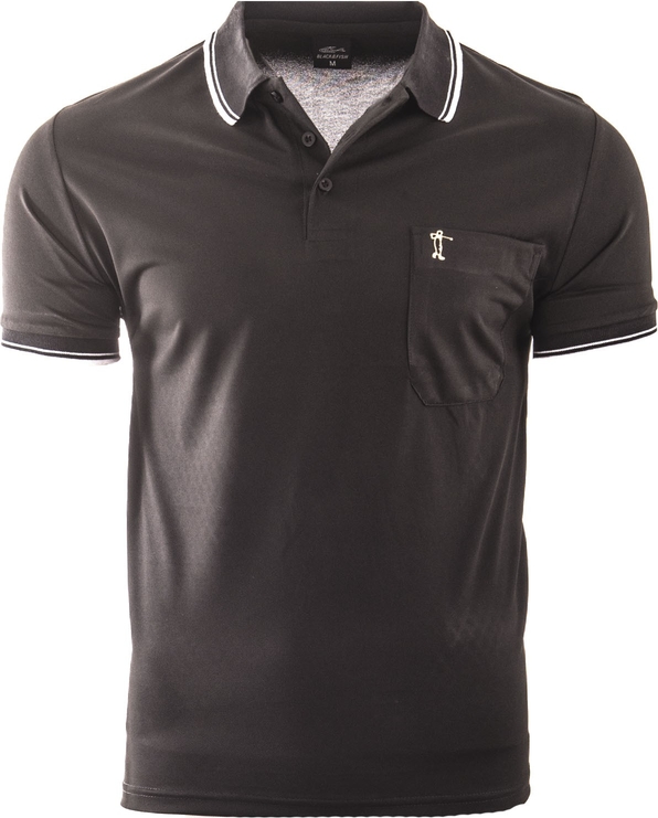 Czarna koszulka polo Risardi w stylu casual z krótkim rękawem