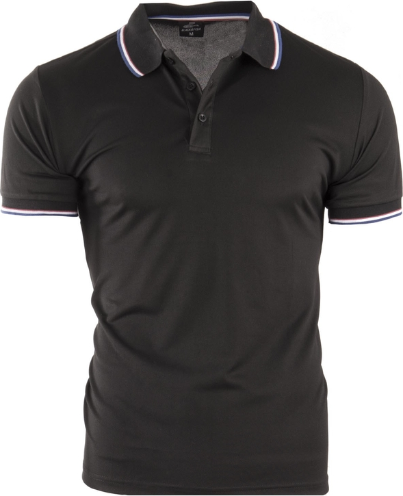Czarna koszulka polo Risardi z tkaniny z krótkim rękawem