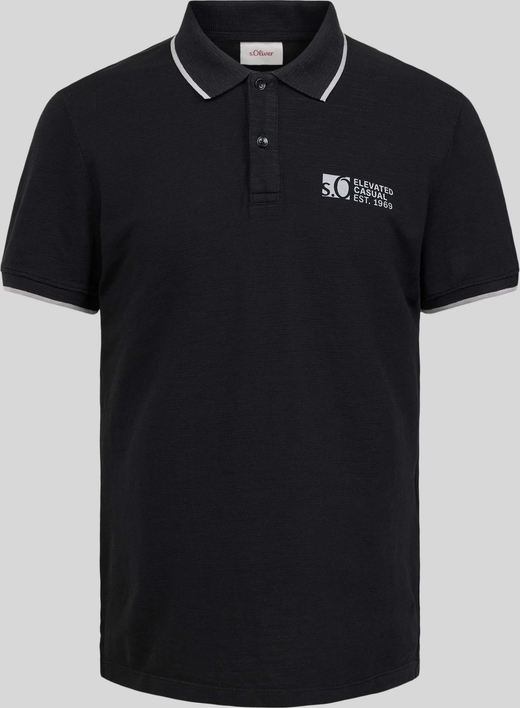 Czarna koszulka polo S.Oliver w stylu casual z nadrukiem