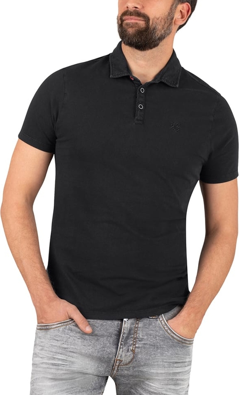 Czarna koszulka polo Timezone z bawełny z krótkim rękawem w stylu casual