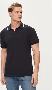 Czarna koszulka polo Tommy Hilfiger w stylu casual z krótkim rękawem