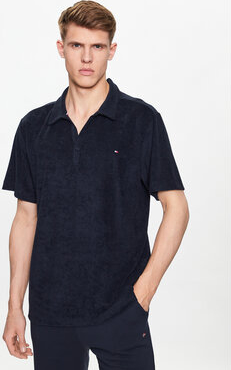 Czarna koszulka polo Tommy Hilfiger z krótkim rękawem w stylu casual