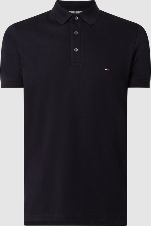Czarna koszulka polo Tommy Hilfiger z krótkim rękawem z bawełny