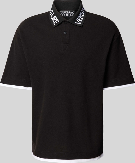Czarna koszulka polo Versace Jeans z bawełny w stylu casual z krótkim rękawem