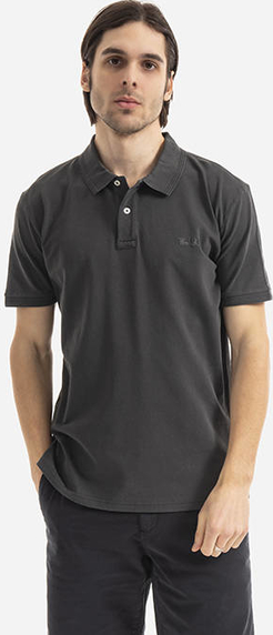 Czarna koszulka polo Woolrich z krótkim rękawem