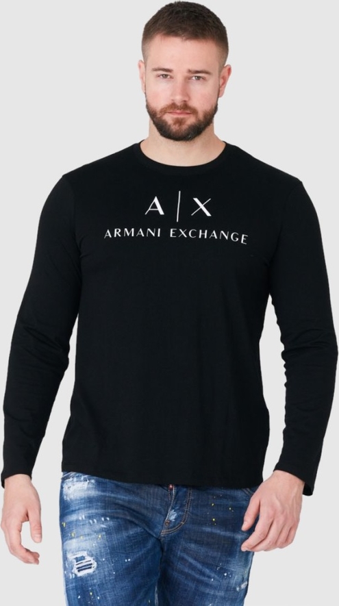 Czarna koszulka z długim rękawem Armani Exchange z długim rękawem