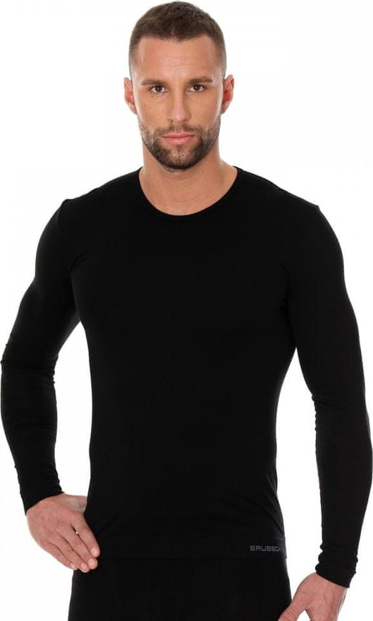 Czarna koszulka z długim rękawem Brubeck z długim rękawem w sportowym stylu z bawełny