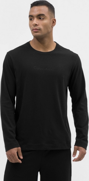 Czarna koszulka z długim rękawem Calvin Klein w stylu casual z długim rękawem z bawełny