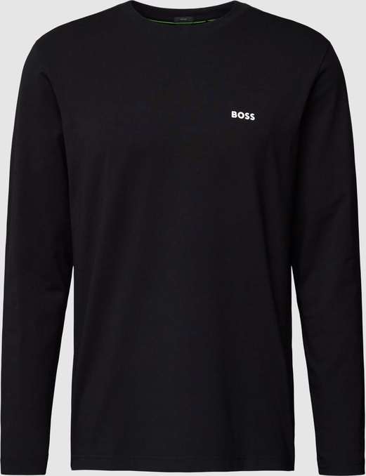 Czarna koszulka z długim rękawem Hugo Boss w stylu casual z nadrukiem