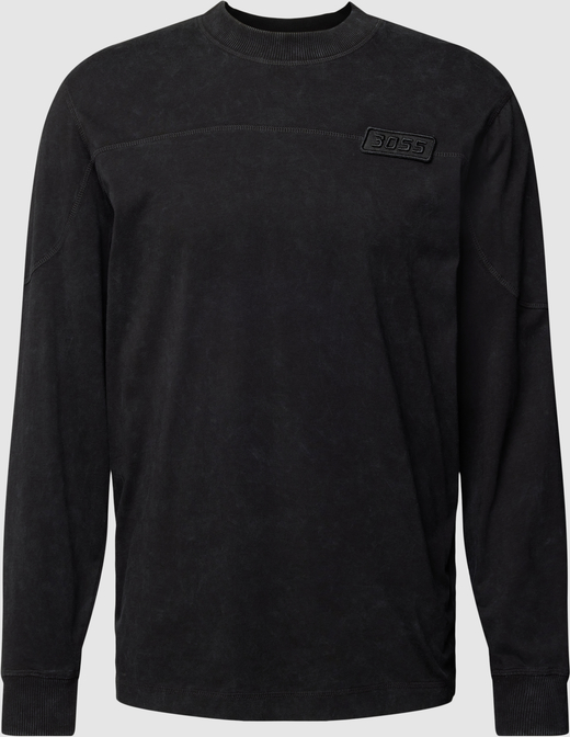 Czarna koszulka z długim rękawem Hugo Boss z bawełny w stylu casual