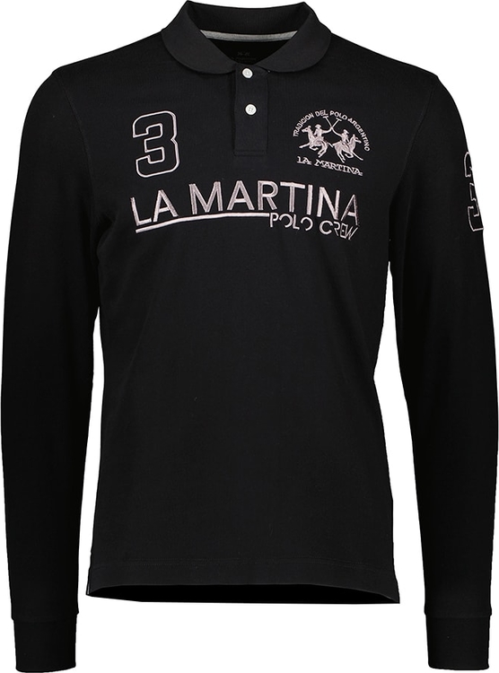 Czarna koszulka z długim rękawem La Martina w młodzieżowym stylu z bawełny z długim rękawem
