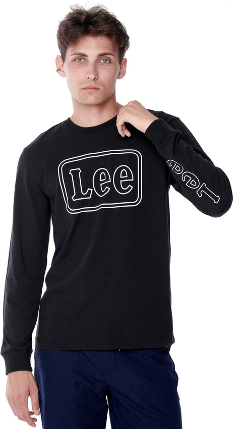 Czarna koszulka z długim rękawem Lee z bawełny