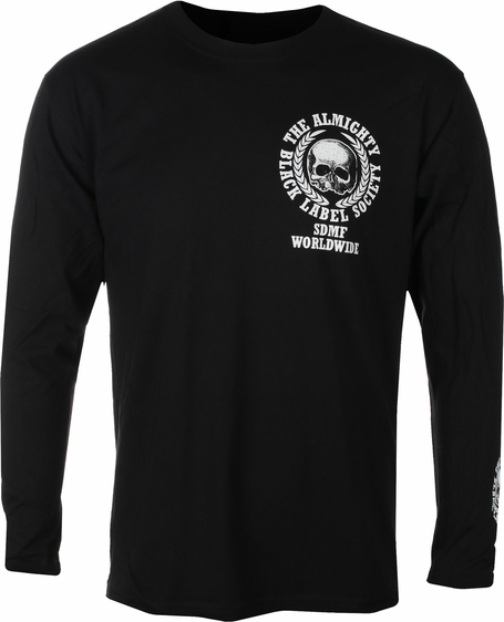 Czarna koszulka z długim rękawem Metal-shop w młodzieżowym stylu z długim rękawem z bawełny