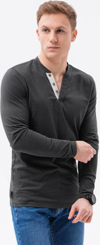 Czarna koszulka z długim rękawem Ombre w stylu casual z długim rękawem