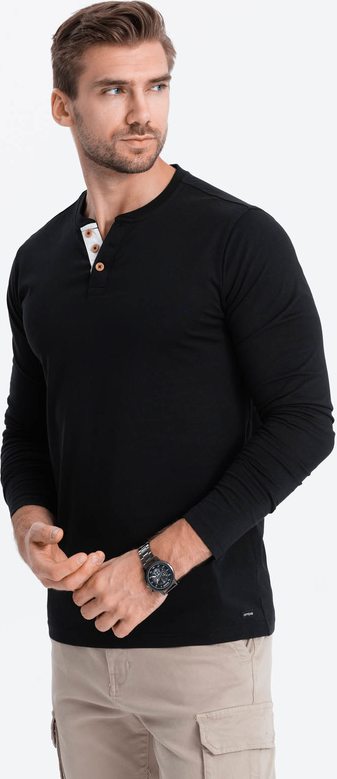 Czarna koszulka z długim rękawem Ombre z bawełny z długim rękawem