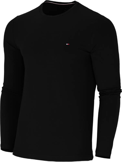 Czarna koszulka z długim rękawem Tommy Hilfiger z długim rękawem z bawełny w stylu casual