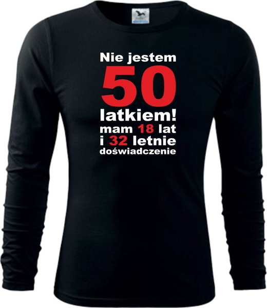 Czarna koszulka z długim rękawem TopKoszulki.pl z bawełny