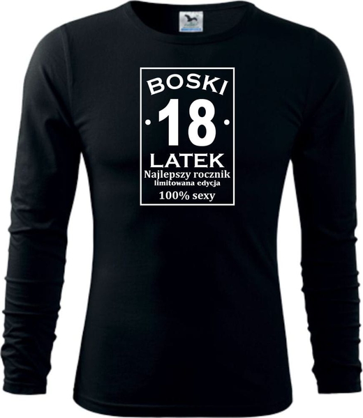 Czarna koszulka z długim rękawem TopKoszulki.pl z bawełny z długim rękawem