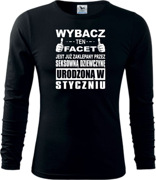 Czarna koszulka z długim rękawem TopKoszulki.pl z długim rękawem z bawełny