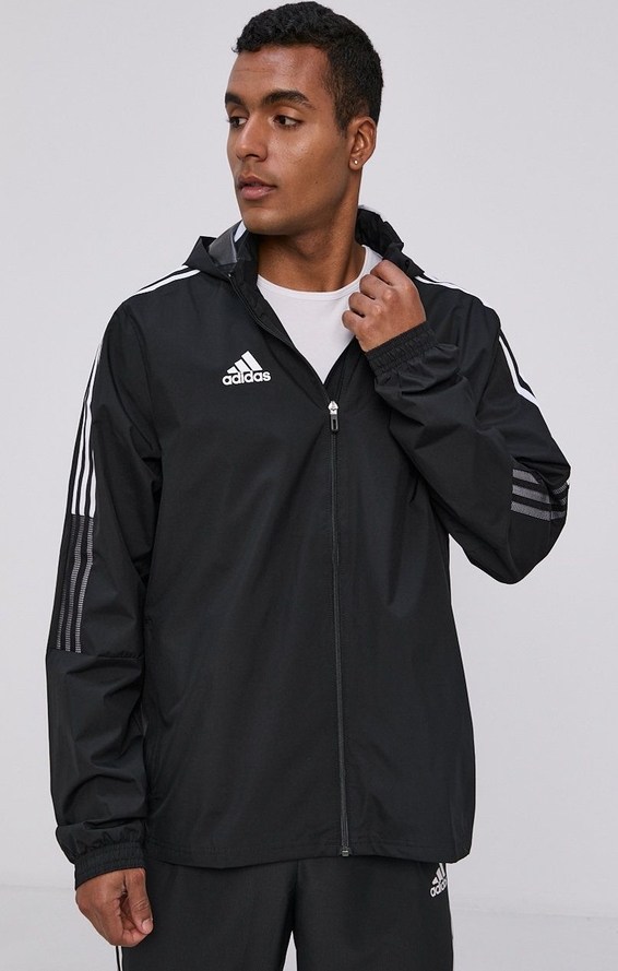 Czarna kurtka Adidas Performance w sportowym stylu krótka