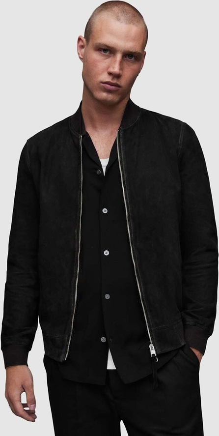 Czarna kurtka AllSaints w stylu casual z zamszu krótka