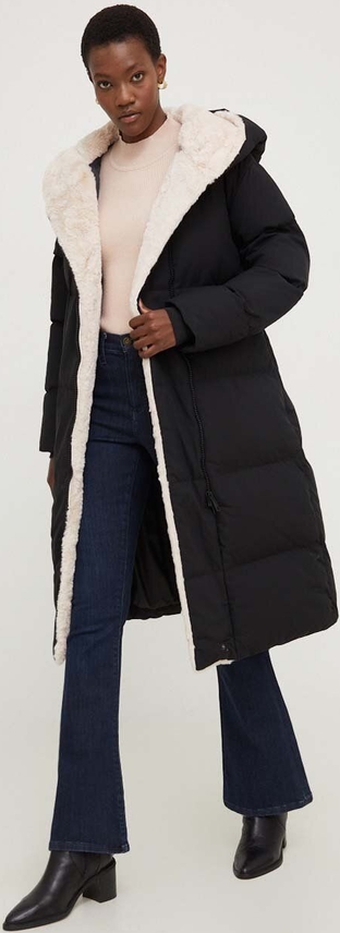 Czarna kurtka Answear Lab długa bez kaptura w stylu casual