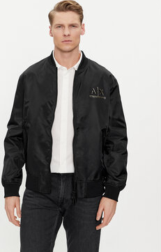 Czarna kurtka Armani Exchange w młodzieżowym stylu krótka