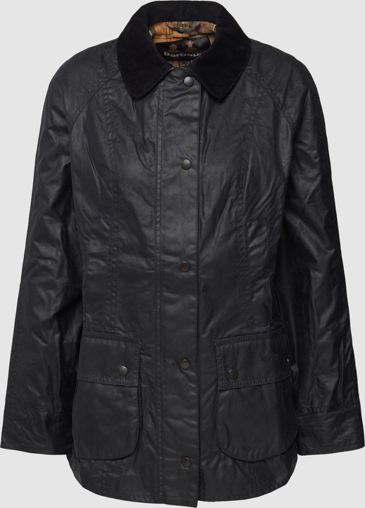 Czarna kurtka Barbour w stylu casual z bawełny