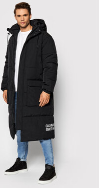 Czarna kurtka Calvin Klein długa w stylu casual