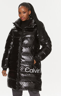 Czarna kurtka Calvin Klein w stylu casual długa