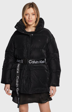 Czarna kurtka Calvin Klein w stylu casual krótka z kapturem