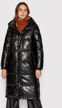 Czarna kurtka DKNY długa ze skóry