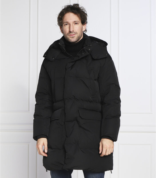 Czarna kurtka Emporio Armani długa w stylu casual