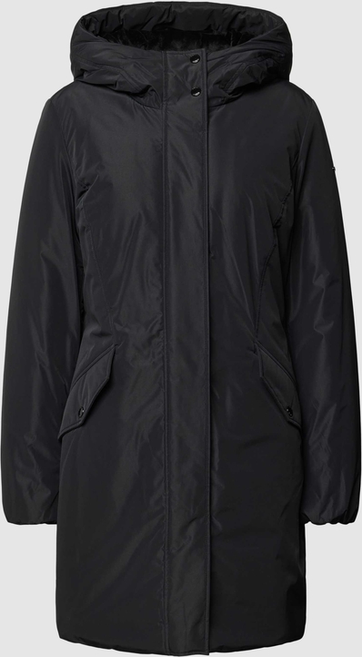 Czarna kurtka Geox długa z kapturem w stylu casual