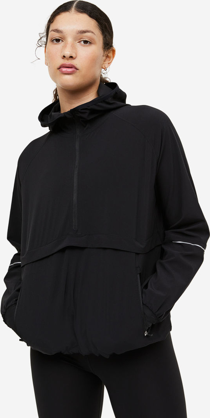 Czarna kurtka H & M anorak z kapturem