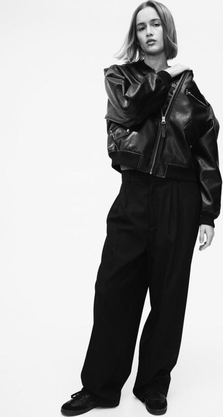 Czarna kurtka H & M krótka w stylu casual