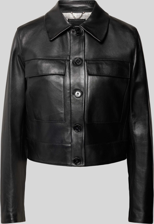 Czarna kurtka Hugo Boss w rockowym stylu ze skóry
