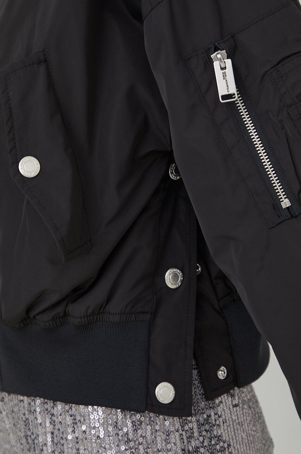 Czarna kurtka Karl Lagerfeld bez kaptura w stylu casual krótka