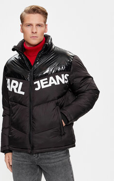 Czarna kurtka Karl Lagerfeld krótka w młodzieżowym stylu
